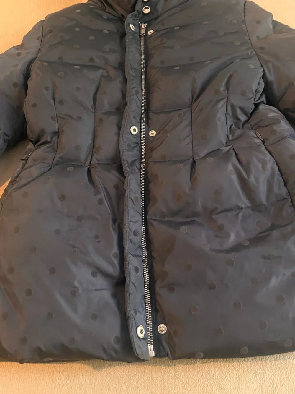 Jacadi Girls Puffer Lining Jacket Polka Dots Hooded Size 140 sm. US 10 Years